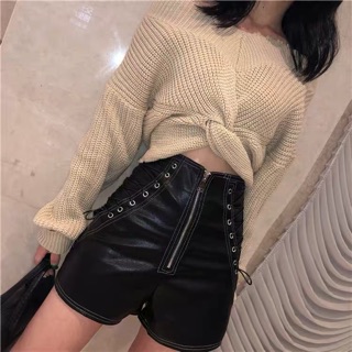 Quần da cạp cao đan dây ( ảnh thật )