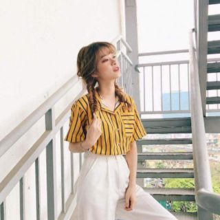 com bo 6Sơ mi kẻ tay lỡ