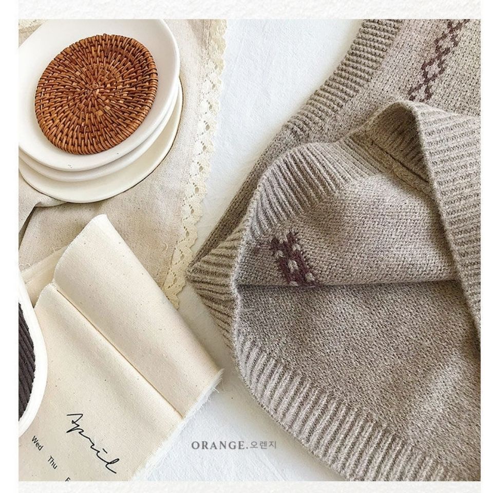 Áo Khoác Cardigan Dệt Kim Không Tay Thời Trang Thu Đông Hàn Quốc Cho Bé