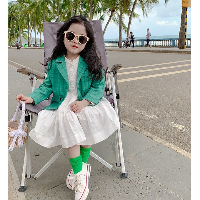 A85- Áo blazer bé gái caro size 90 - 140, quần áo trẻ em quảng châu cao cấp