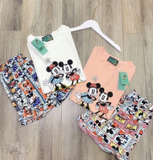 [Ảnh thật] Set cotton Mickey đùi (2 màu)