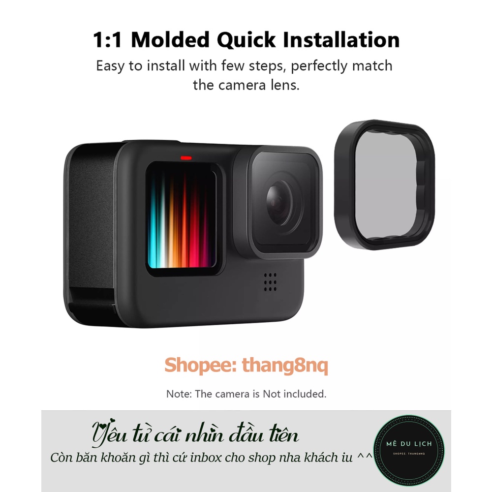 Kính lọc Telesin CPL gopro 9/10, kính lọc filter, khắc phục cháy sáng khi quay phim, chụp ảnh trên gopro