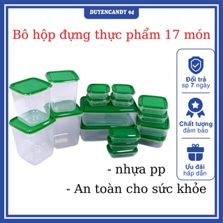 Hộp đựng thực phẩm 17 món - bộ hộp chia thực phẩm để tủ lạnh chất liệu nhựa pp - an toàn cho sức khỏe