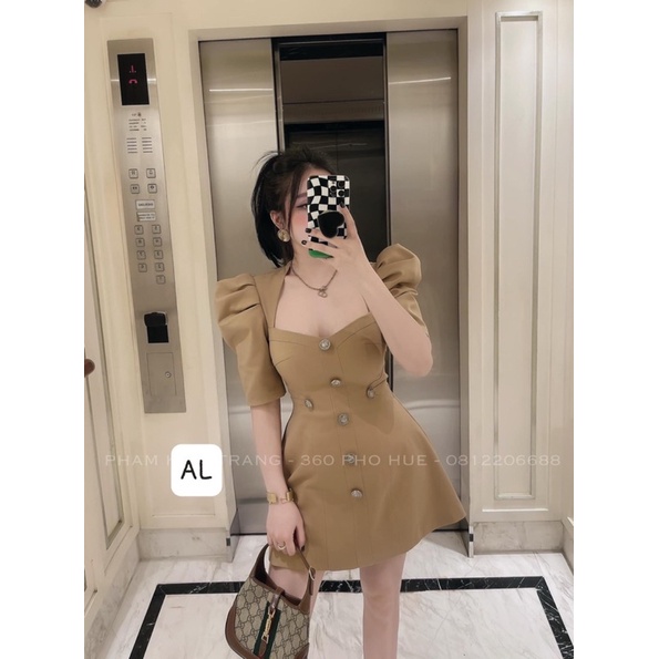 Váy tiểu thư tay bồng khuy