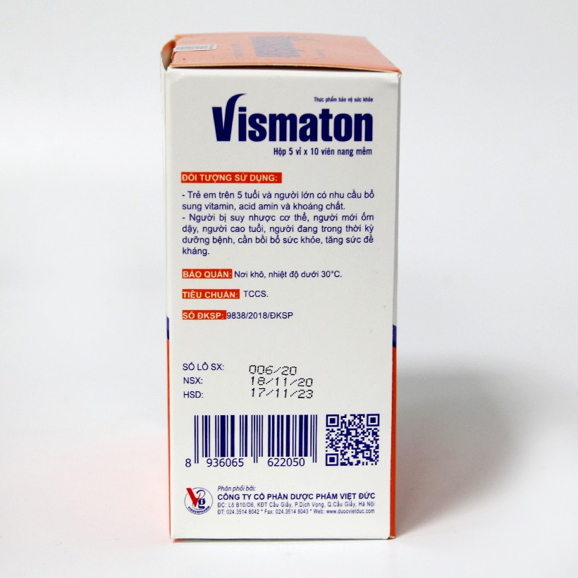 [Chính hãng - Dược Việt Đức] Thực phẩm bảo vệ sức khỏe Vismaton bổ sung vitamin và khoáng chất cho cơ thể, hộp 50 viên