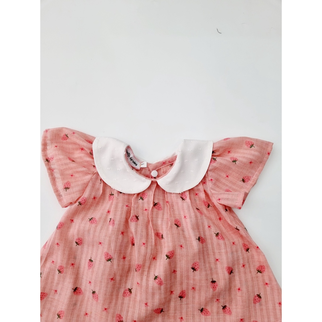 Set áo quần bé gái hồng dâu tây