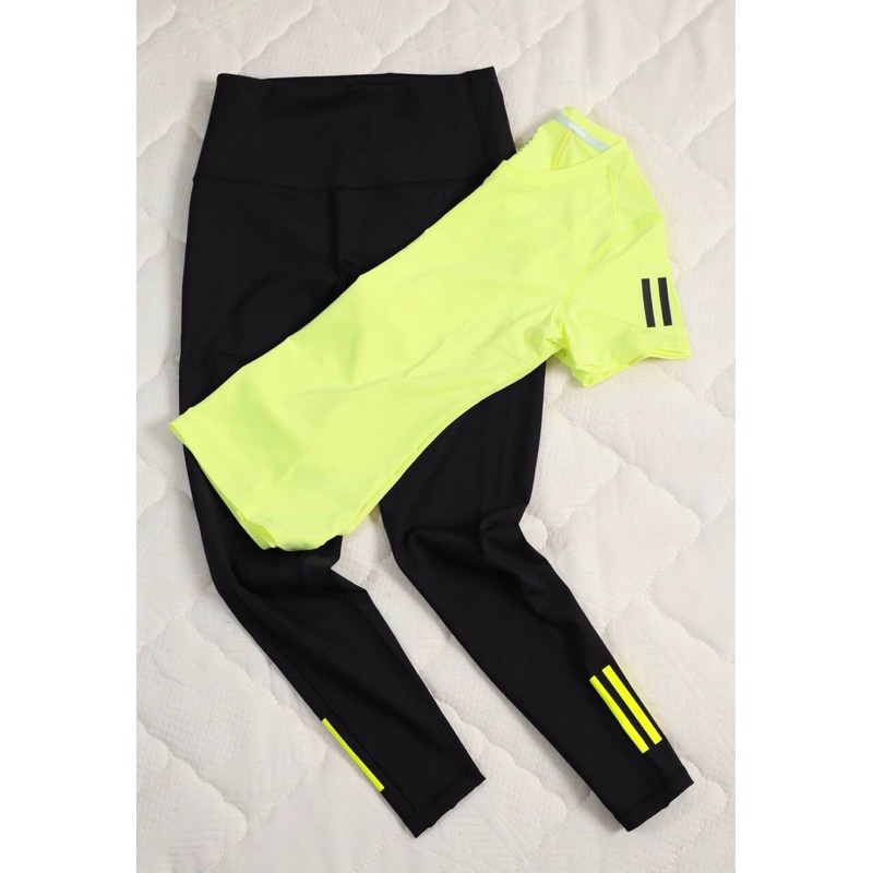 Set bộ tập gym nữ thể thao áo tay ngắn quần dài legging chất thun poly