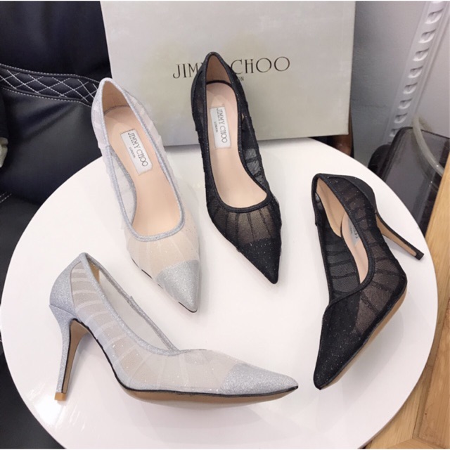 ❤️ <3 Sale Hot | Trợ Giá | Giày cao gót jimmy choo lưới nhũ spsl fullbox bill túi giấy .  . . <