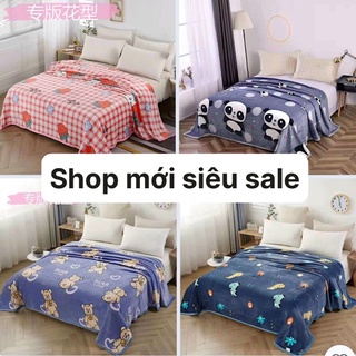 Chăn lông tuyết sữa in hình siêu đẹp siêu mềm mịn kích thước 2mx2,3m, chăn lông mỏng, chăn hè thu.