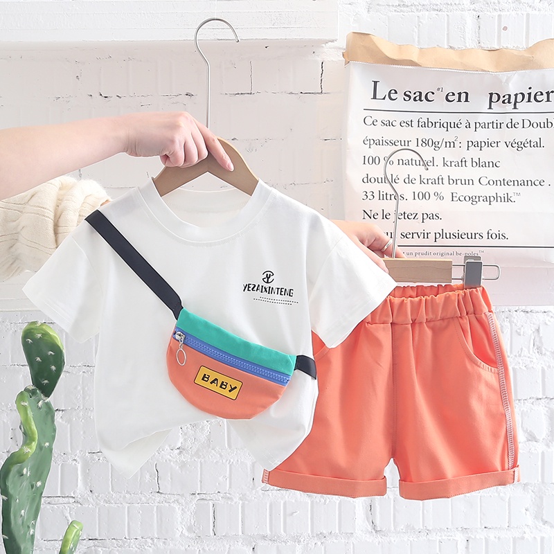 Bộ Trang Phục 2 Mảnh Gồm Áo Thun Tay Ngắn Và Quần short Dễ Thương Cho Bé Trai 0-4 Tuổi