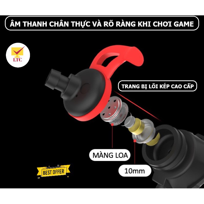 Tai nghe chơi game điện thoại, máy tính G6 Super BASS âm thanh cực đã, tai phone gaming có mic rời, LTC