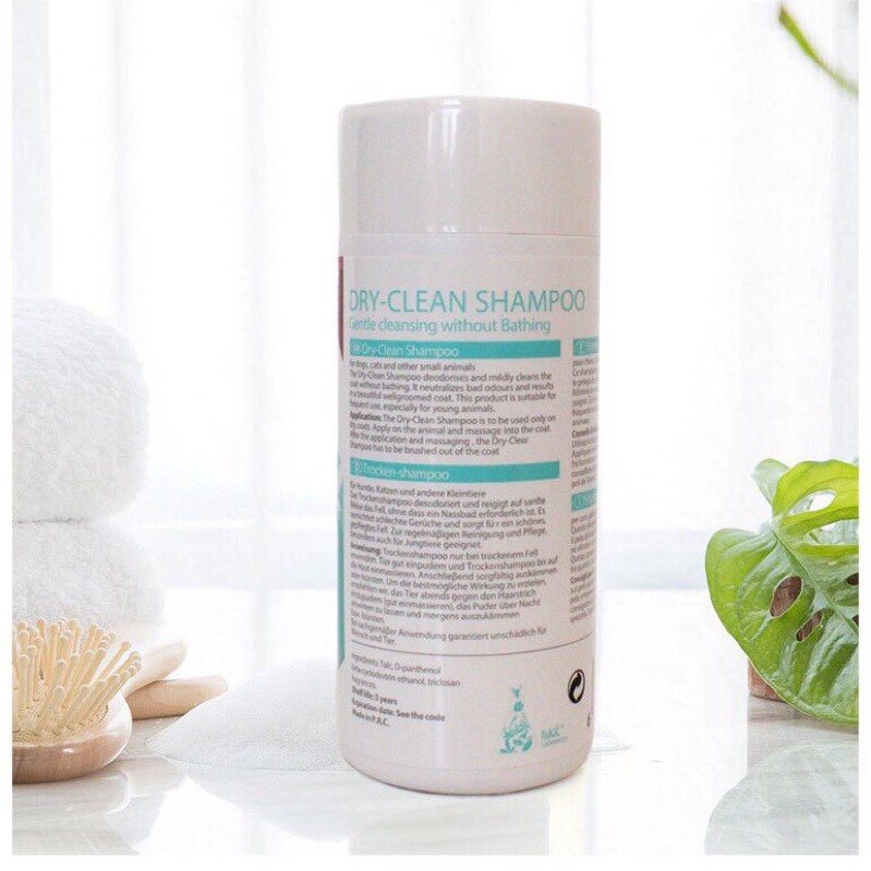PHẤN TẮM KHÔ CHO CHÓ MÈO THÚ CƯNG Bioline Dry-clean Shampoo Chai 100g Giúp thú cưng không thể tắm nước mà vẫn sạch sẽ