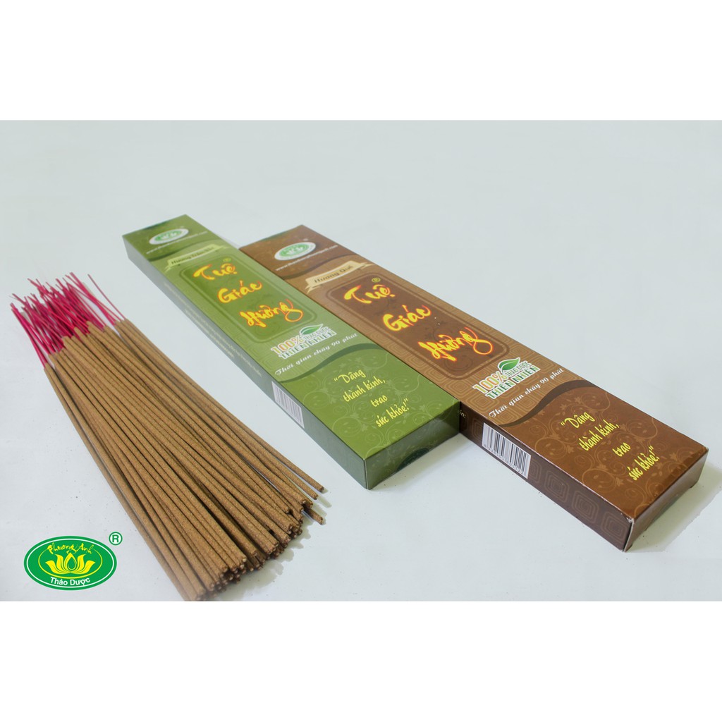 Nhang sạch thảo dược Tuệ Giác Hương 40cm mùi Trầm Bắc/Quế hộp 100/200 cây