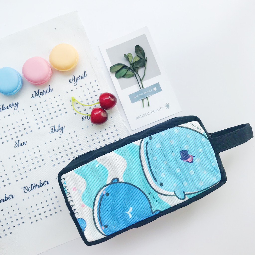 Bóp Viết Vải Canvas Cá Voi Sọc Xanh