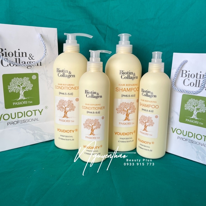 Cặp Dầu Gội Xả Biotin Collagen Voudioty 500ml - 1000ml Đủ Màu | Hàng Chính Hãng | Siêu Thơm, Siêu Mượt, Giảm Rụng Tóc