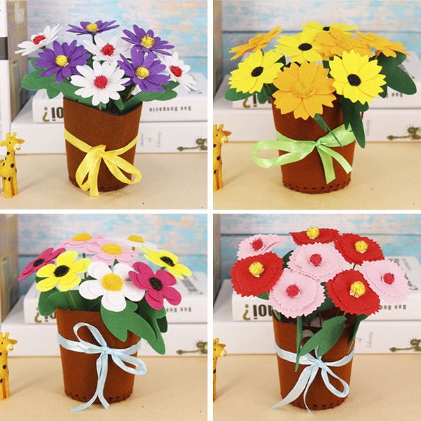 Chậu hoa 8 bông handmade RÈN LUYỆN SỰ KHÉO LÉO làm quà tặng cho bé