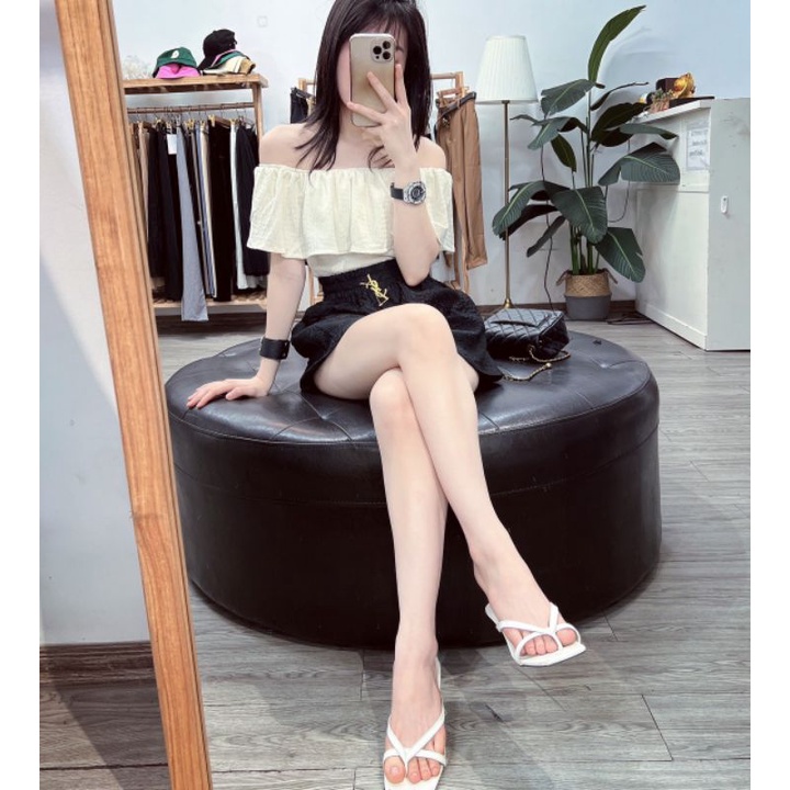 Áo xốp nhăn trễ vai chun
