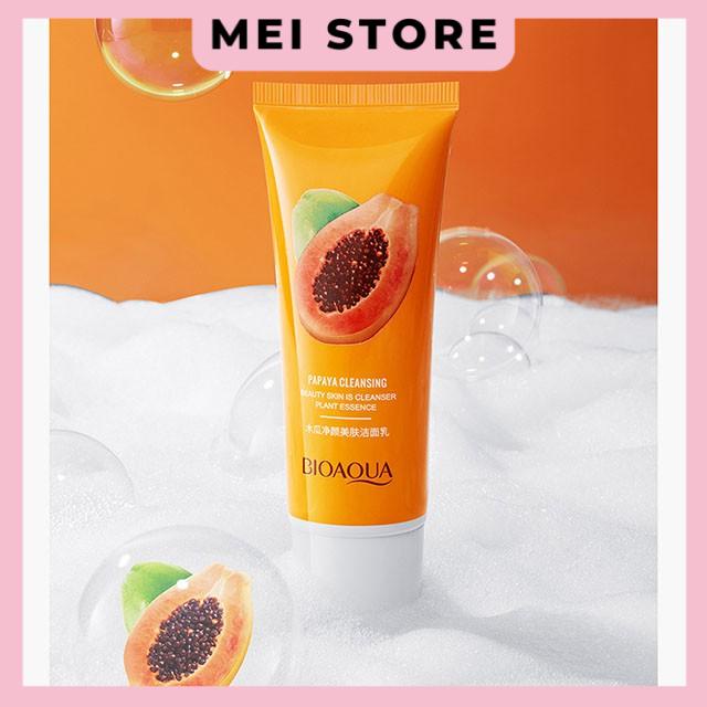 Sữa Rửa Mặt Tạo Bọt Đu Đủ BIOAQUA Dưỡng Ẩm Làm Sạch Mụn Đầu Đen 100g