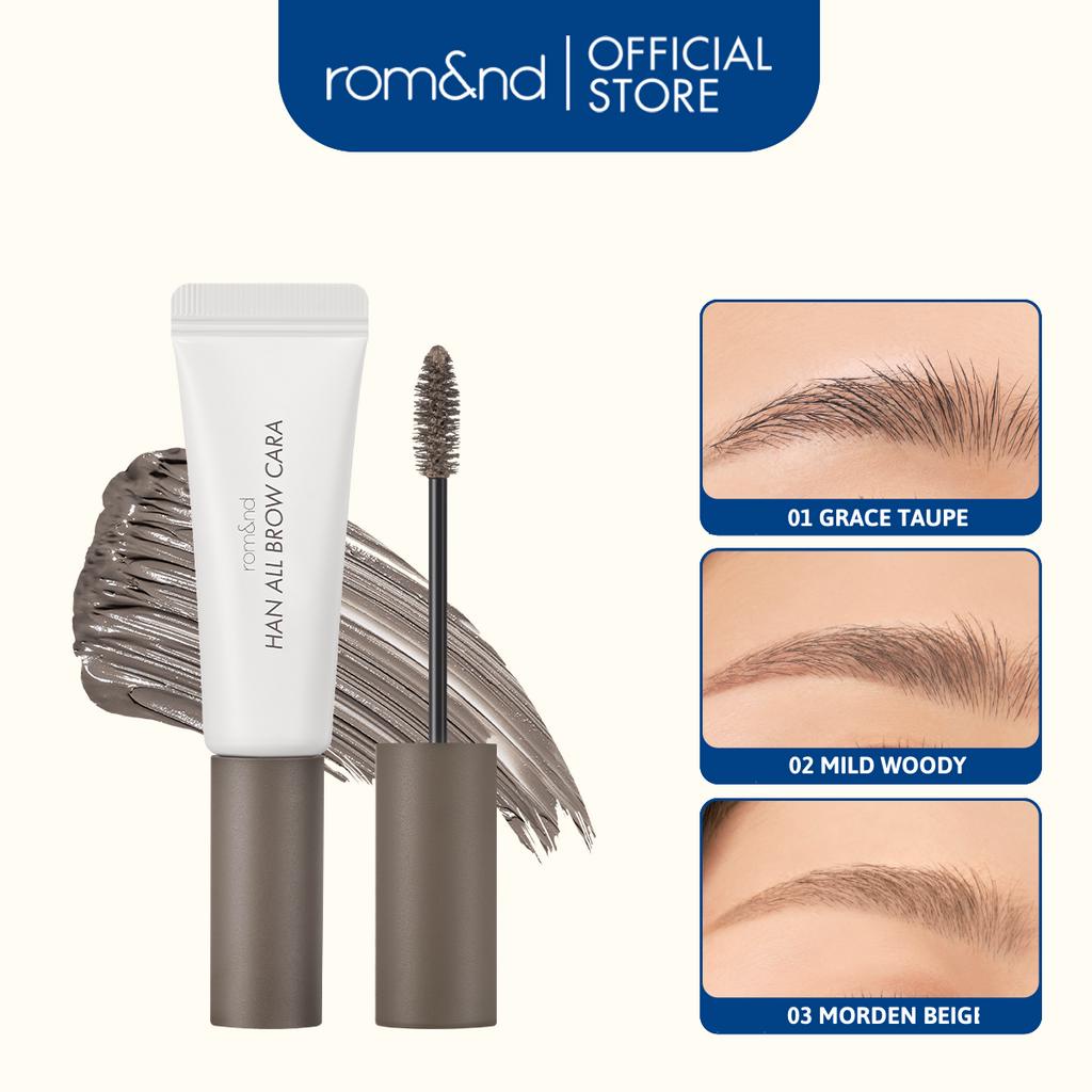 [Rom&nd] Mascara Chân Mày Siêu Tự Nhiên, Bền Màu, Lâu Trôi Romand Han All Brow Cara