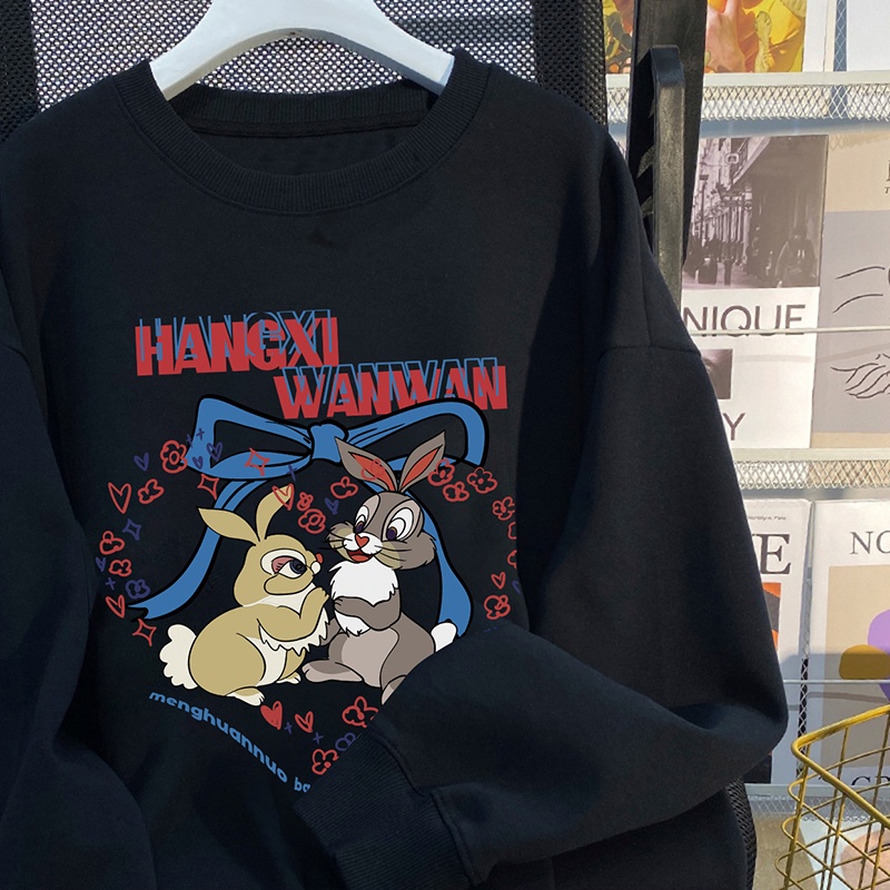 NRVP Áo Thun Nữ Dài Tay Dáng Rộng In Hình Phong Cách Hàn Quốc Mới