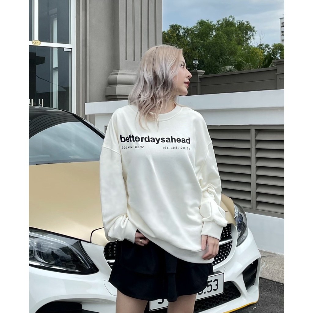 Áo Sweater Form Rộng Mùa Đông Sweater Betterdaysahead Gonz - Màu Trắng | BigBuy360 - bigbuy360.vn