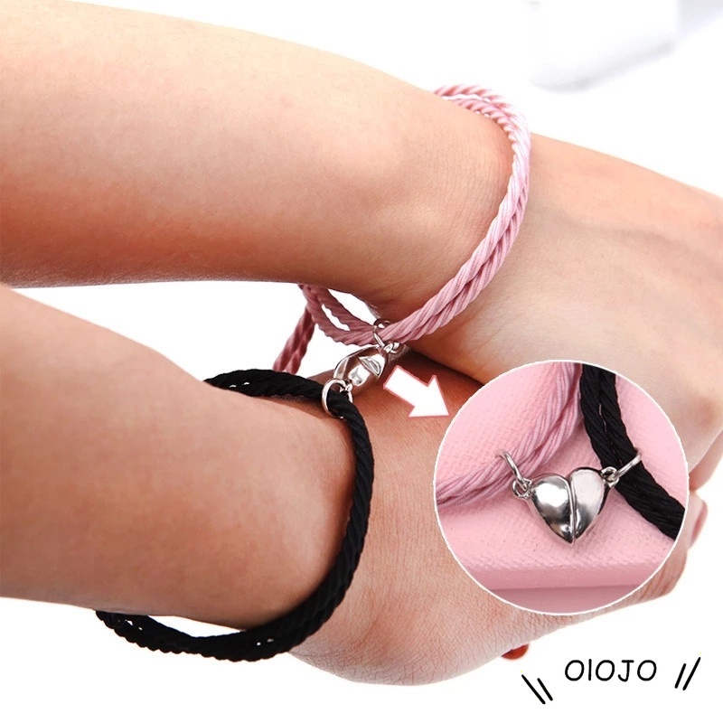 2021 Vòng tay nam châm cao su đơn giản mới Vòng đeo tay từ sinh viên Bạn gái Dây đeo tay Net Màu đỏ Bạn gái Cặp đôi Vòng tay-OLO
