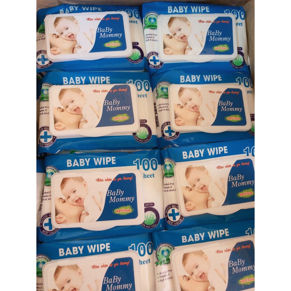 [Hoangminh]  [Mã FMCG8 giảm 8% đơn 500K] Khăn Ướt Baby Mommy 100 Tờ Cho Bé