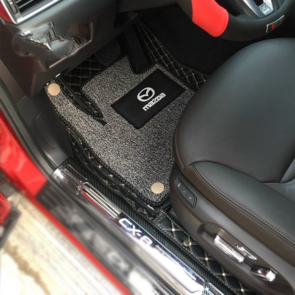 Thảm lót sàn ô tô 5D 6D da cao cấp cho Mazda CX3 2021 chống nước, không mùi, phủ kín 90% sàn xe