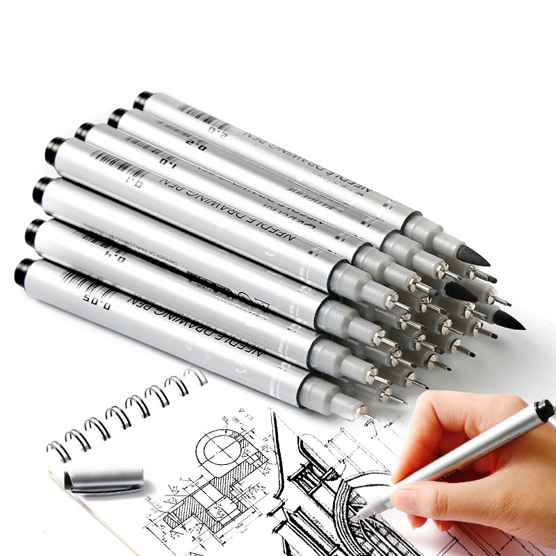 Seamiart_Superior 9 Needle Pens + 1 Brush Pen for students/art lovers/artists/designers