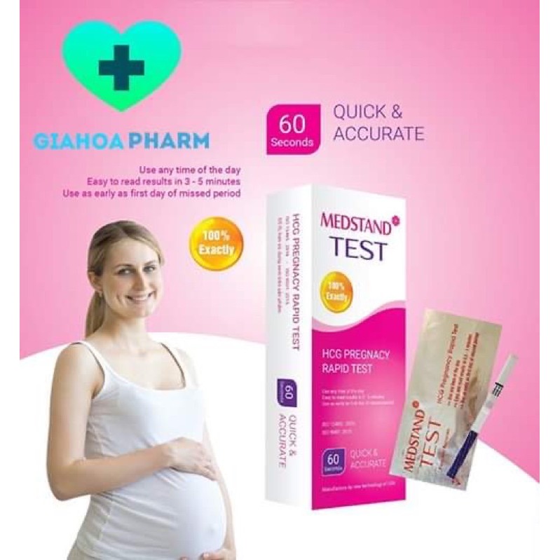 Que thử thai Medstand Test HCG Pregnacy rapid test - Dụng cụ test phát hiện thai sớm, nhanh chóng, chính xác