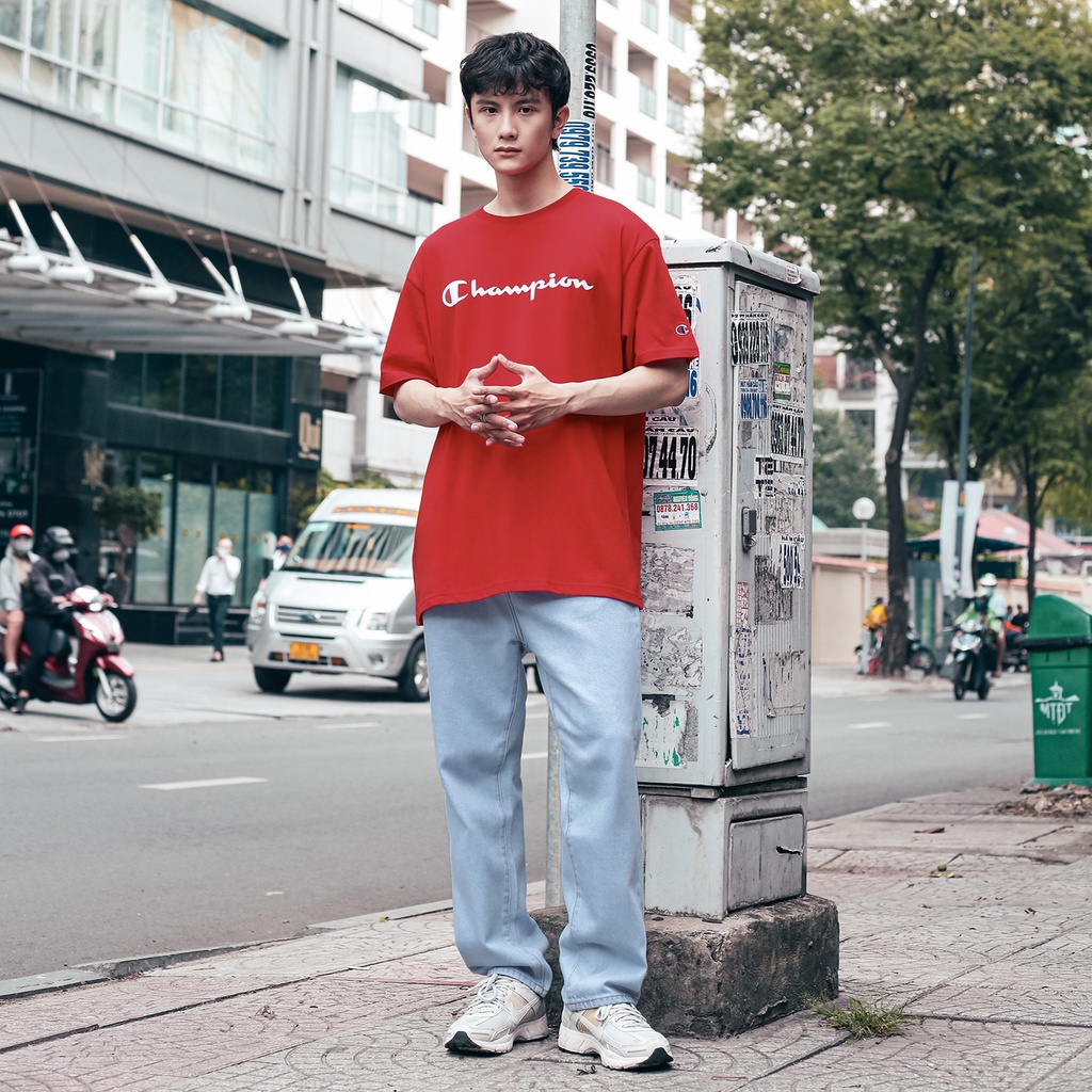 ÁO THUN CHAMPION BIG LOGO CHỮ IN MÀU ĐỎ