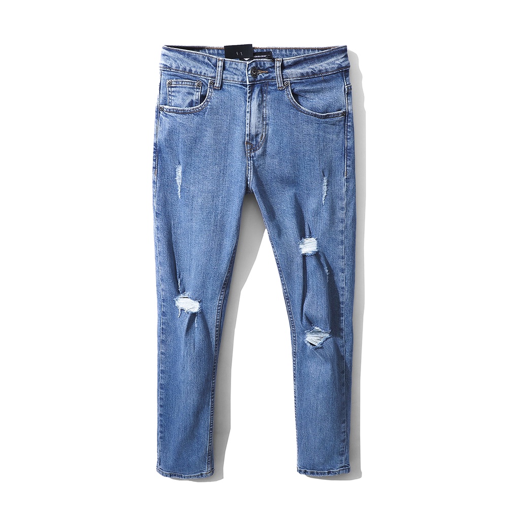 QUẦN JEAN NAM HEBOZ xanh rách 210514 - chất jean cao cấp mềm mịn - phá cách trẻ trung - 00000696
