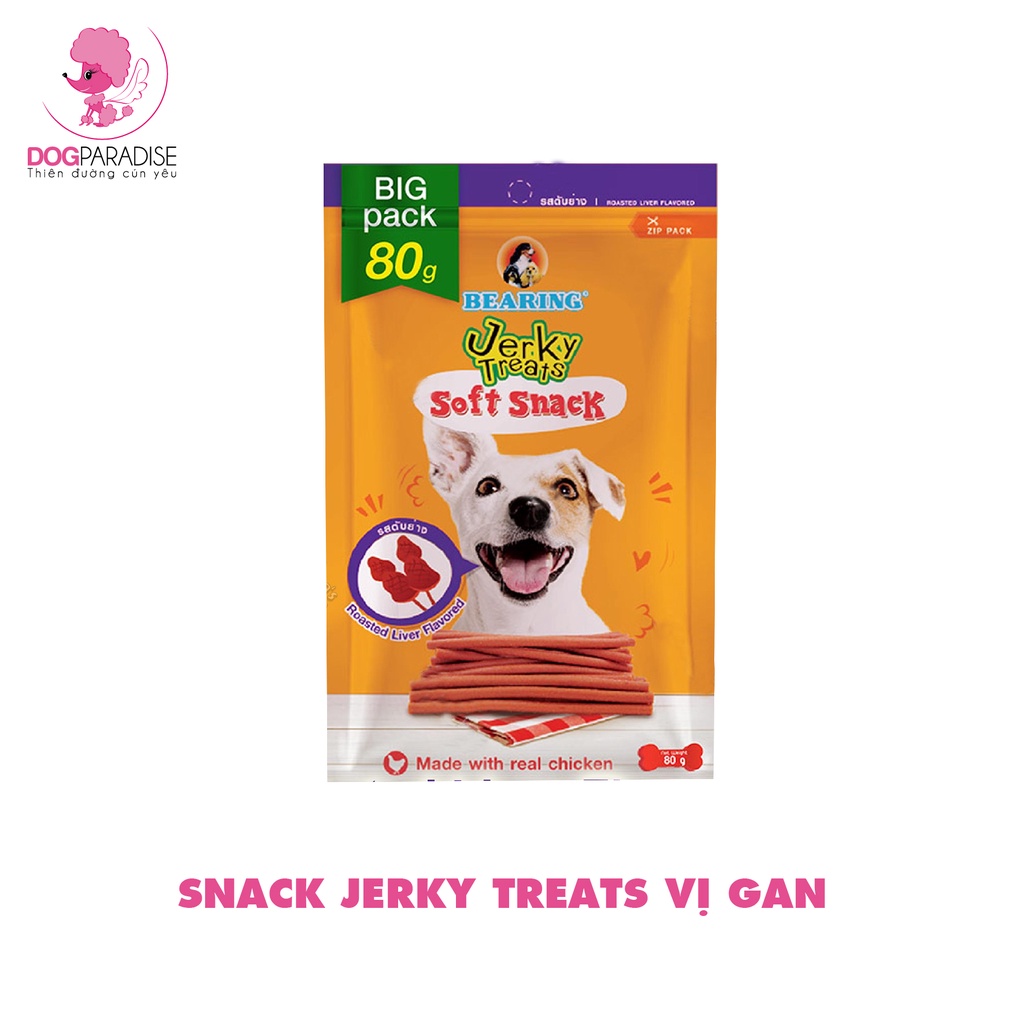 Snack mềm Jerky Treats cho thú cưng bổ sung dinh dưỡng và khoáng chất túi 80g-Bearing - Dog Paradise