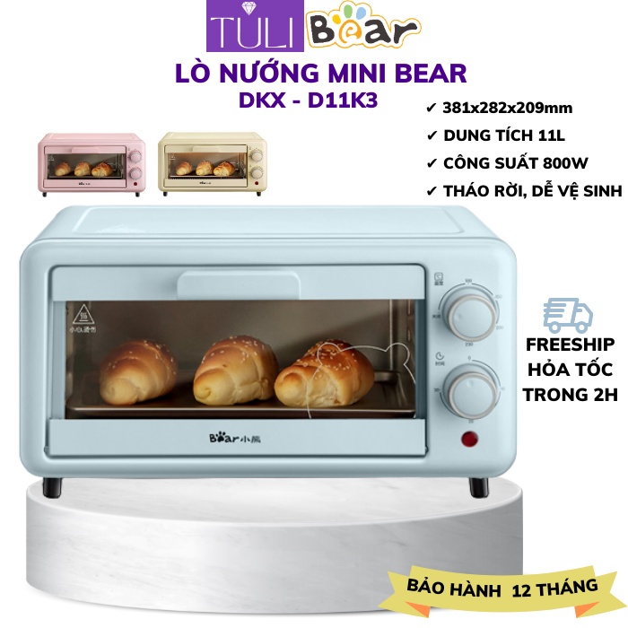 Bếp Lò Nướng Mini Điện Đa Năng BEAR 11L D11B1/D11K3/D11H5, Cho Gia Đình ( Công Suất 800W), Bảo hành 12Th