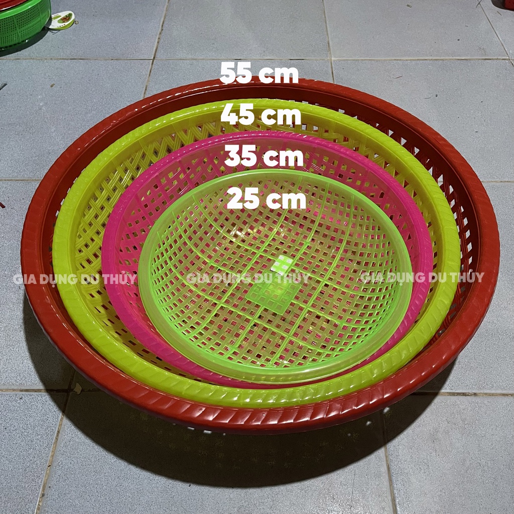 Rổ nhựa cạn đủ size từ 25 cm đến 65 cm phù hợp bày trái cây, phơi khô nhựa PP chính phẩm thương hiệu Tý Liên