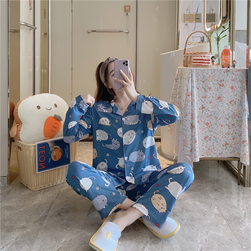 Bộ Ngủ Nữ Pijama Tay Dài Quần Dài Cao Cấp Chất Dày Ấm DT82 | BigBuy360 - bigbuy360.vn