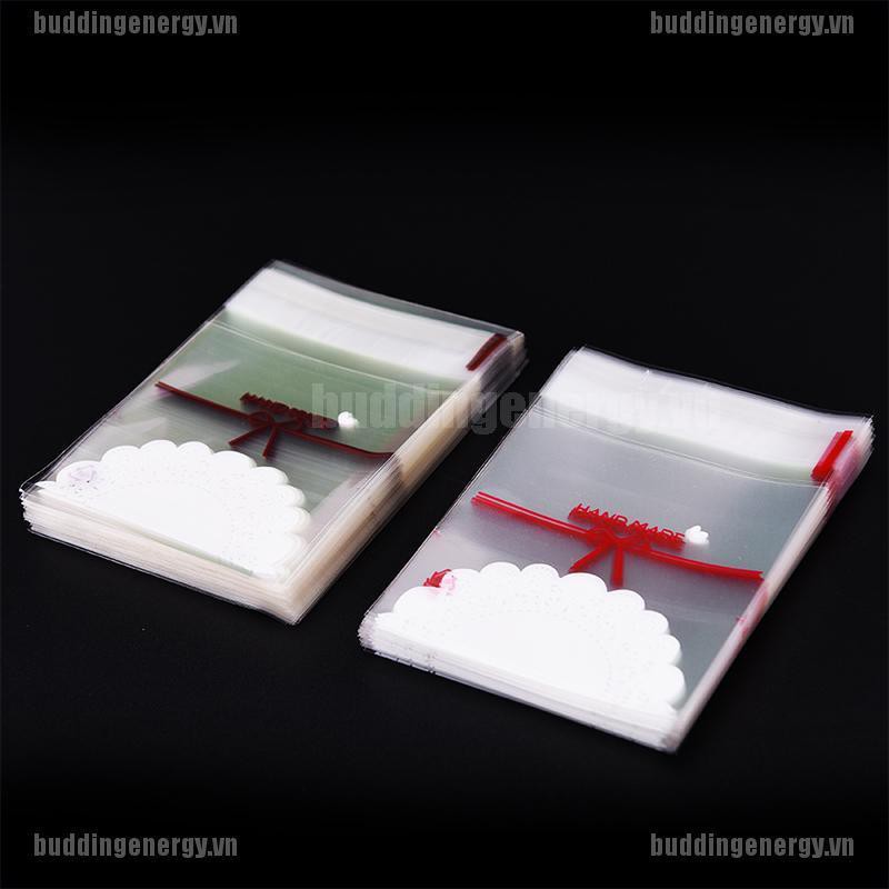 Bộ 100 Túi Nhựa Đựng Bánh Họa Tiết Nơ Dễ Thương