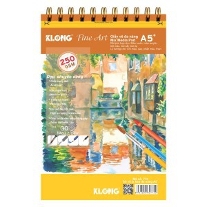 [Sổ vở đẹp] Sổ vẽ KLONG lò xo kép đa năng Fine Art A5 - 250 GSM - 30 tờ; MS: 775