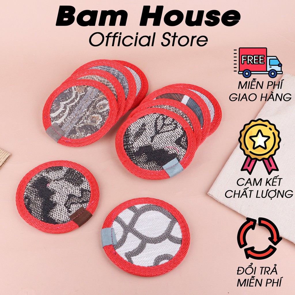 Set Đế lót ly tròn vải nỉ Bam House 2 lớp chống trượt tiện lợi cao cấp LOL01 – BamBam Store