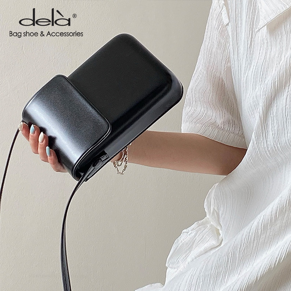 Dela Túi Da pu Hình Vuông mini Màu Trơn Đựng Điện Thoại Di Động