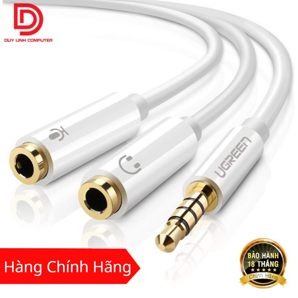 Cáp chuyển Audio 3.5mm sang 1 đầu Audio 3,5mm, 1 đầu Microphone Ugreen 10789