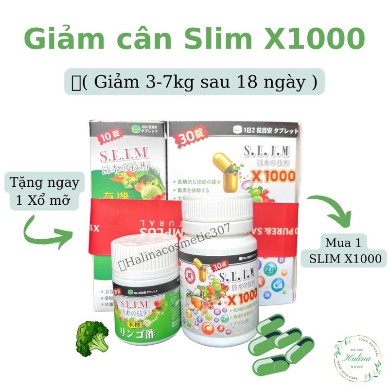 Viên giảm cân slim x1000 mẫu mới tặng kèm detox