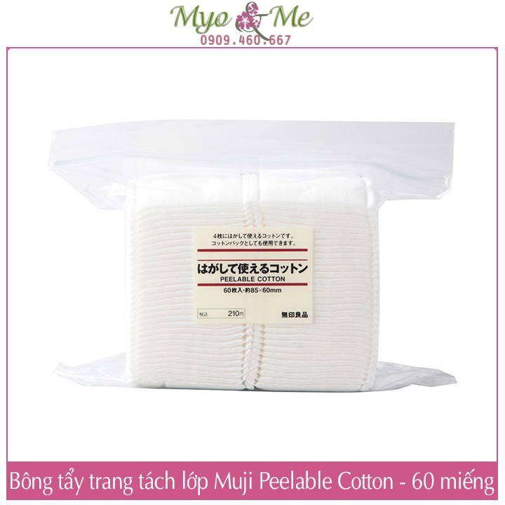 Bông tẩy trang Muji tách lớp Nhật Bản - Muji Peelable Cotton 85x60mm tách được 4 lớp