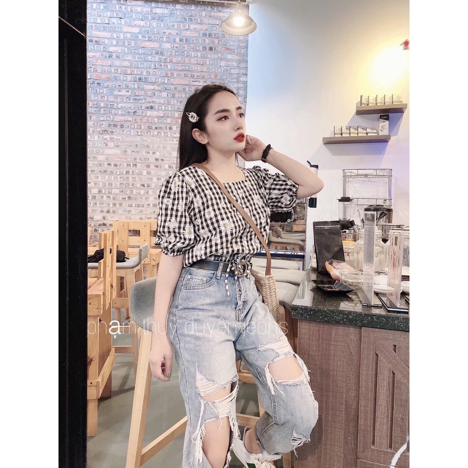[XẢ LỖ]ÁO KIỂU HOA CÚC NỮ BÁNH BÈO XINH XẮN ĐÁNG YÊU