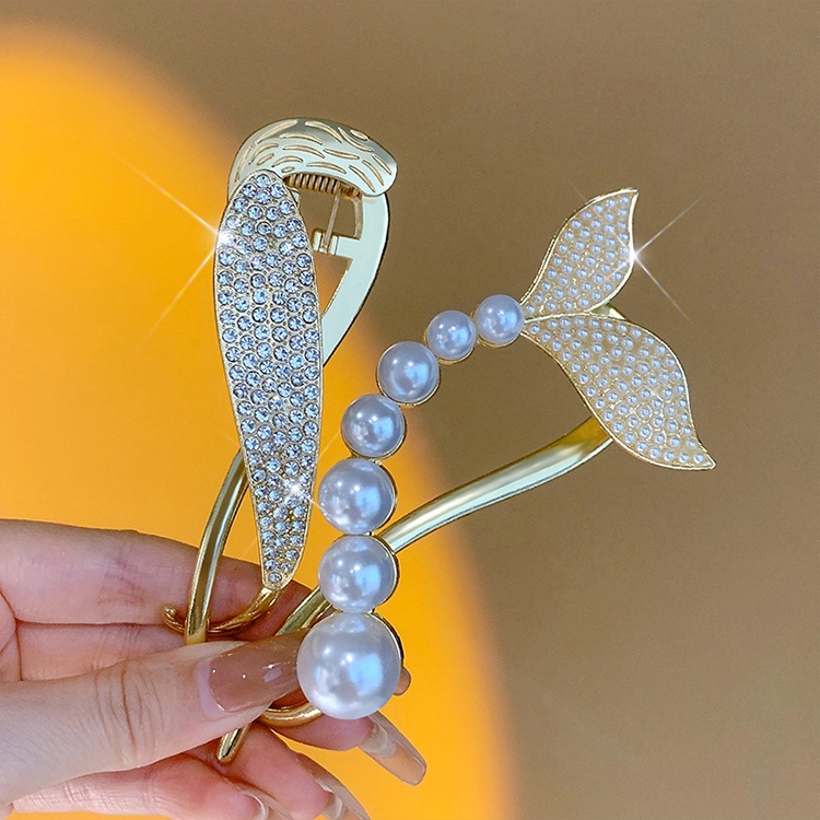Kẹp Tóc Hình Nơ / Cá / Hoa Đính Ngọc Trai Xinh Xắn Cho Nữ