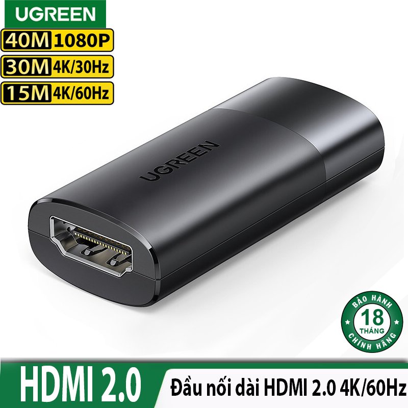 Đầu nối HDMI 2.0 Ugreen 10943 Chính Hãng CM429 ( HDMI 2.0 4K@60Hz,nối dây dài lên 40 met )