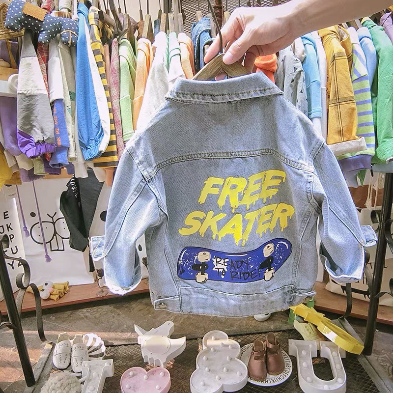 Áo khoác bò hình ván trượt cho bé 10-22kg