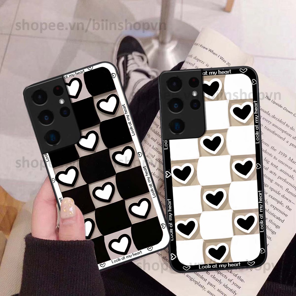 Ốp Samsung S21 Ultra caro trái tim nhiều màu sắc, đầy cá tính, khẳng định phong cách