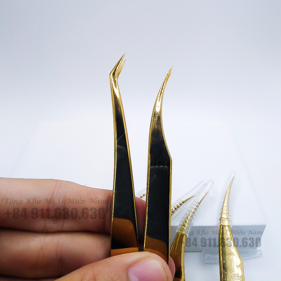 Cặp nhíp găp classic vàng nhám +tách heo vàng _dụng cụ nối mi_keo nối mi MAGIC LASHES