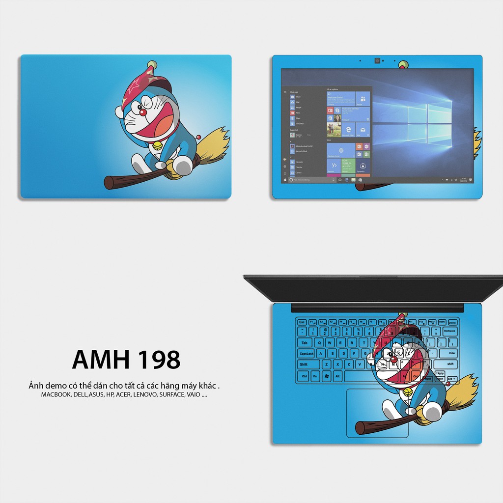 Bộ skin dán laptop mẫu Doraemon / Có mẫu decal dán cho tất cả các hãng máy tính